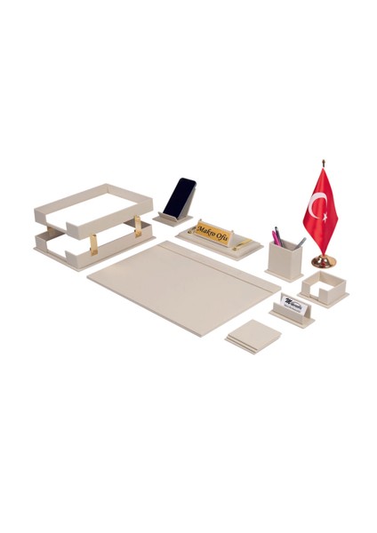 Liya Sümen Takımı 11 Parça Krem Masa Bayraklı