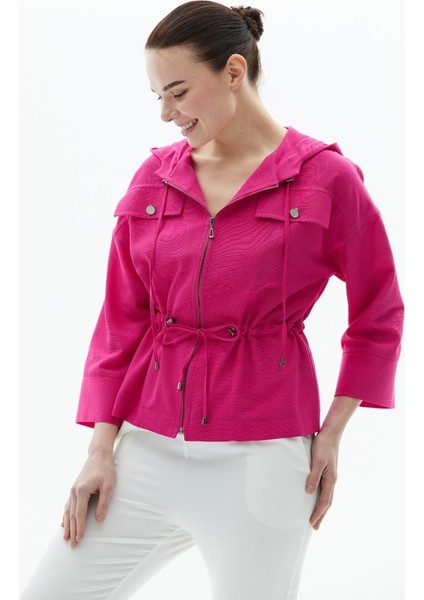 Düşük Kol Kapak Cepli Beli Büzgülü Ceket