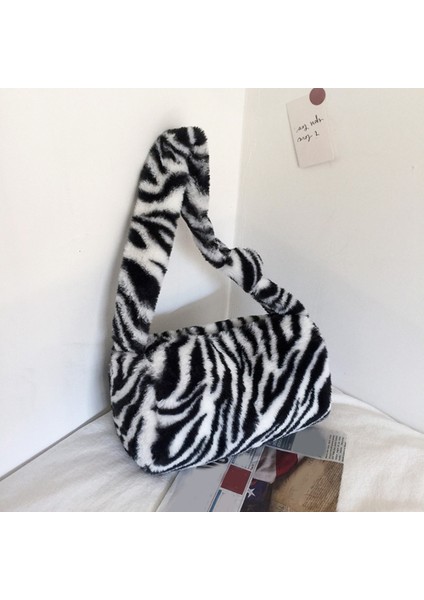 Leopar Kürk Koltuk Altı Çantası Tek Omuz Yabancı Stil Peluş Kız Eli Kahverengi (Yurt Dışından) fiyatları