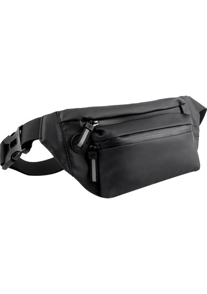 Kadın Su Geçirmez Moda Dış Mekan Messenger Çanta Büyük Kapasiteli Nötr Kalça Siyah (Yurt Dışından)