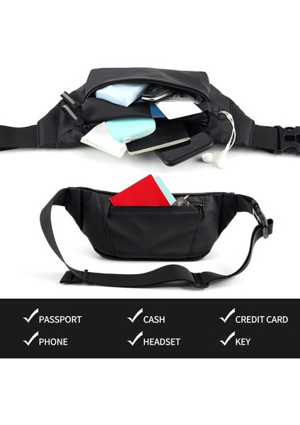 Kadın Su Geçirmez Moda Dış Mekan Messenger Çanta Büyük Kapasiteli Nötr Kalça Siyah (Yurt Dışından) fiyatları