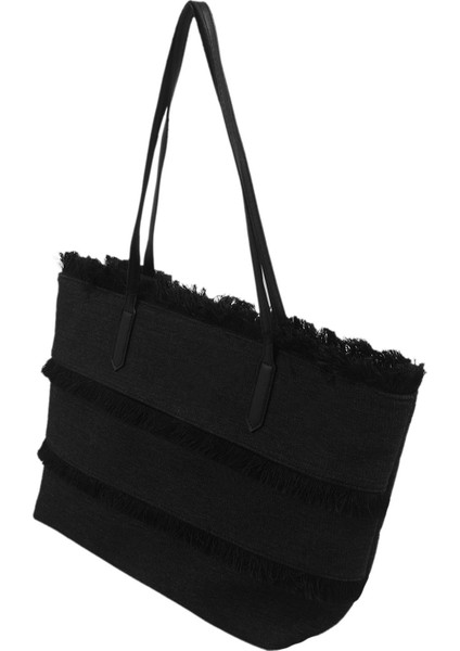 Kanvas Büyük Kapasiteli Dikiş Kompozit Çanta Bayan Omuz Çantası Siyah (Yurt Dışından) fiyatları