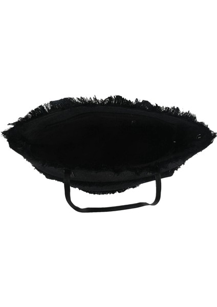 Kanvas Büyük Kapasiteli Dikiş Kompozit Çanta Bayan Omuz Çantası Siyah (Yurt Dışından) fırsatları