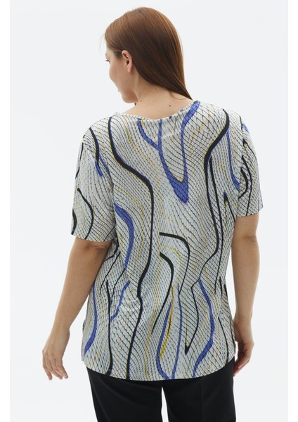 Büyük Beden Aksesuarlı Piton Desen Penye Bluz fırsatları