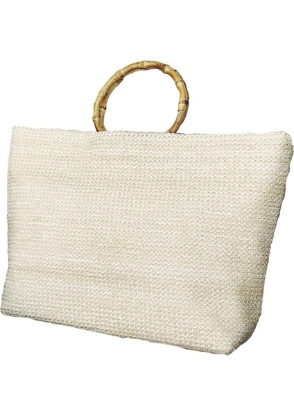 Avrupa ve Amerikan Tarzı El Dokuma Hasır Çanta Lafite Omuz Taşınabilir Çanta Seyahat Plaj Dokuma Çanta (Haki) (Yurt Dışından)
