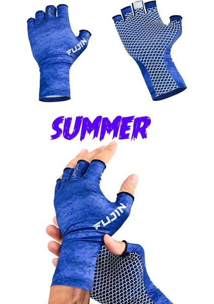 Pro Angler Summer Gloves Blue (M/l)