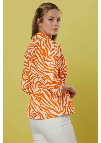 Şömiziye Yaka Fermuarlı Zebra Desen Ceket fırsatları