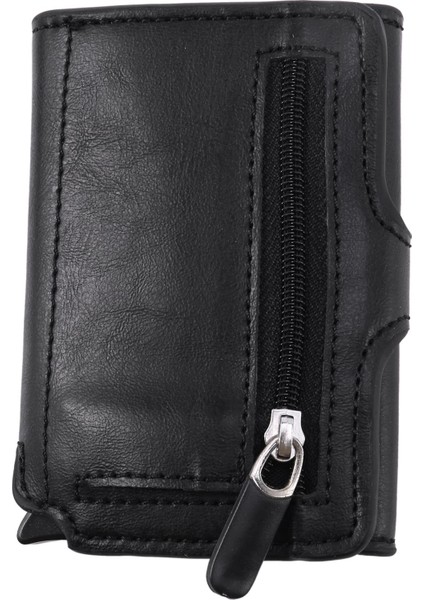 En Kaliteli Erkek Akıllı Cüzdan Moda Düğme Para Çantası Metal Alüminyum Otomatik -Up Rfıd Sikke Çanta (Siyah) (Yurt Dışından) fiyatları