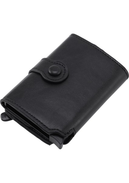 En Kaliteli Erkek Akıllı Cüzdan Moda Düğme Para Çantası Metal Alüminyum Otomatik -Up Rfıd Sikke Çanta (Siyah) (Yurt Dışından) modelleri