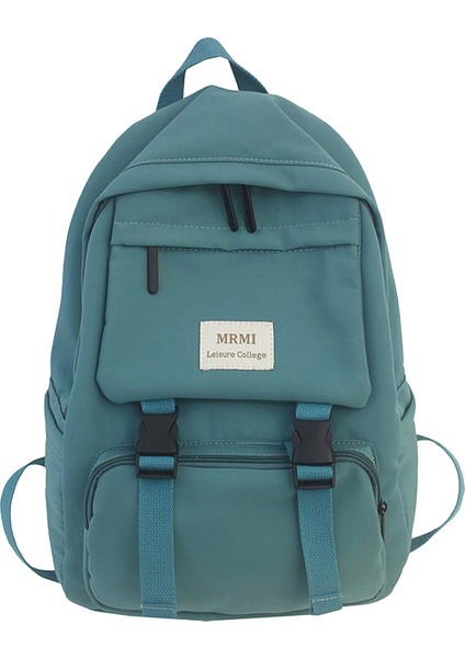 Kadınlar Için Sırt Çantası Düz Renk Okul Çantası Genç Kız Omuz Seyahat Çok Cep Naylon Sırt Çantası Yeşil (Yurt Dışından)