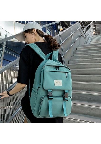 Kadınlar Için Sırt Çantası Düz Renk Okul Çantası Genç Kız Omuz Seyahat Çok Cep Naylon Sırt Çantası Yeşil (Yurt Dışından) fiyatları