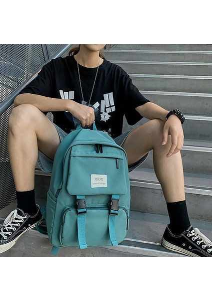 Kadınlar Için Sırt Çantası Düz Renk Okul Çantası Genç Kız Omuz Seyahat Çok Cep Naylon Sırt Çantası Yeşil (Yurt Dışından) modelleri