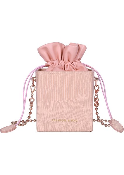 Bayan Çanta Kore Versiyonu Kova ile Moda Tek Omuz Mini Inci Kadın Messenger Pembe (Yurt Dışından)