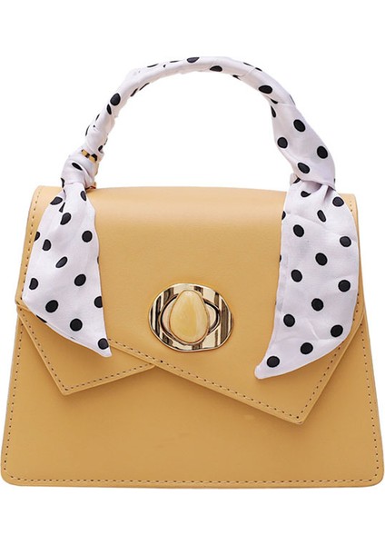 Yaz Küçük Çanta Kadın Kişilik Kilit Kare Ipek Eşarp Taşınabilir Çapraz Omuz Sarı Kore Versiyonu (Yurt Dışından)