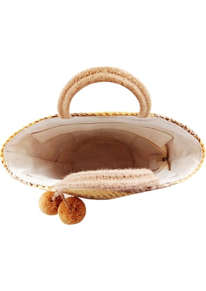 Hasır Çanta Kadın 2021 Vintage El Yapımı Örgü Büyük Sepet Yuvarlak Doğa Tote Plaj Rattan Tatil Eğlence D (Yurt Dışından) fırsatları