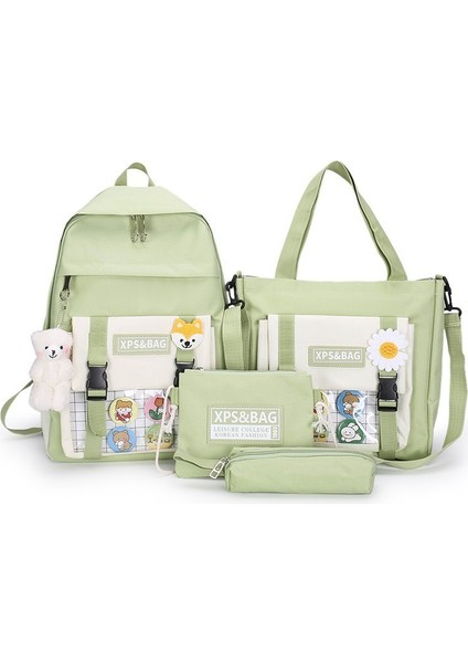 Yeni Dört Parçalı Sırt Çantası Büyük Kapasiteli Kadın Ins Kore Tarzı Sırt Çantası Kampüs Taze Ortaokul Okul Çantası (Yurt Dışından)