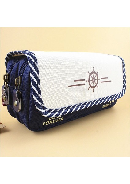 Erkek ve Kadın Ilkokul ve Ortaokul Öğrencileri Için Çok Katmanlı Yaratıcı Basit Lacivert Tarzı Panjur Kırtasiye Kutusu (Yurt Dışından)