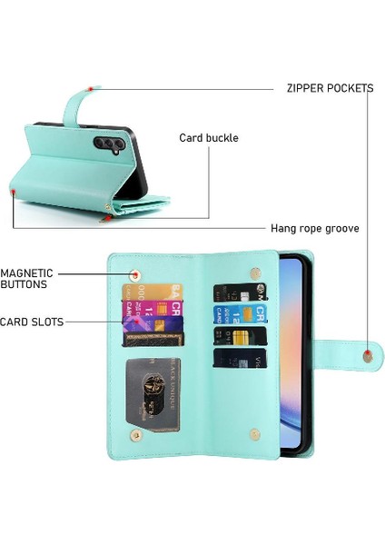 Samsung Galaxy A34 5g Çok Fonksiyonlu Kart Yuvaları Bilek Kayışı Için Flip Case (Yurt Dışından) indirimleri