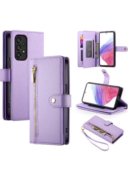 Samsung Galaxy Için Flip Case A53 5g Çok Fonksiyonlu Kart Yuvaları Bilek Kayışı (Yurt Dışından)