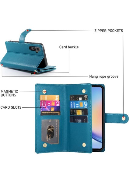 Samsung Galaxy A34 5g Çok Fonksiyonlu Kart Yuvaları Bilek Kayışı Için Flip Case (Yurt Dışından) indirimleri