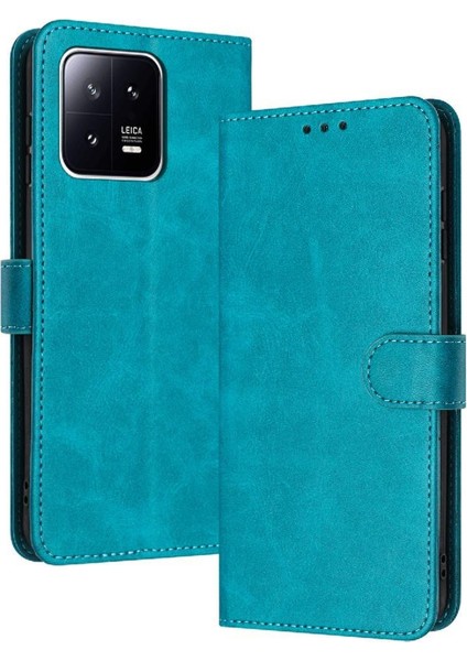 Toka Saf Renk ile Kart Yuvası Pu Deri ile Xiaomi 13 Için Flip Case (Yurt Dışından)