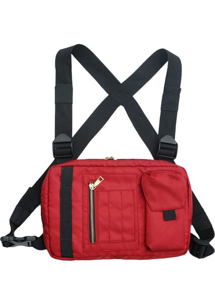 Erkek Göğüs Çantası Moda Takım Elbise Yelek Naylon Su Geçirmez Doğa Sporları Seyahat Kırmzı (Yurt Dışından)