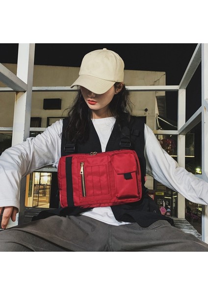 Erkek Göğüs Çantası Moda Takım Elbise Yelek Naylon Su Geçirmez Doğa Sporları Seyahat Kırmzı (Yurt Dışından) fırsatları
