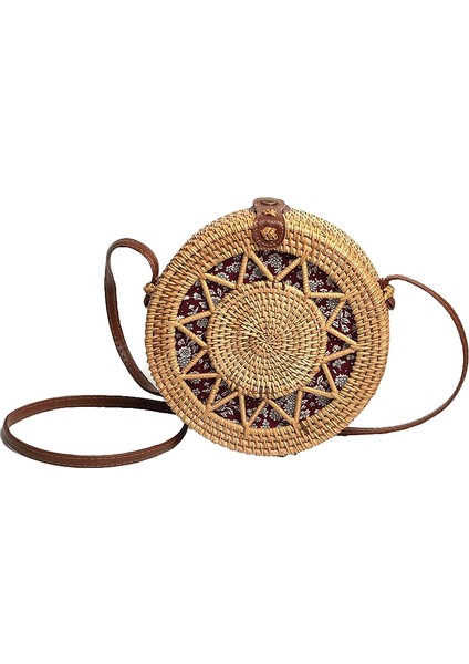 El Yapımı Crossbody Rattan Çanta, Yuvarlak Hasır Omuz Hasır Çanta El Dokuma Moda Aksesuarları, Kadınlar Için En Iyi Hediye Fikri (Yurt Dışından)