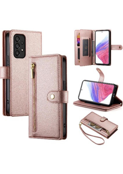 Samsung Galaxy Için Flip Case A53 5g Çok Fonksiyonlu Kart Yuvaları Bilek Kayışı (Yurt Dışından) modelleri