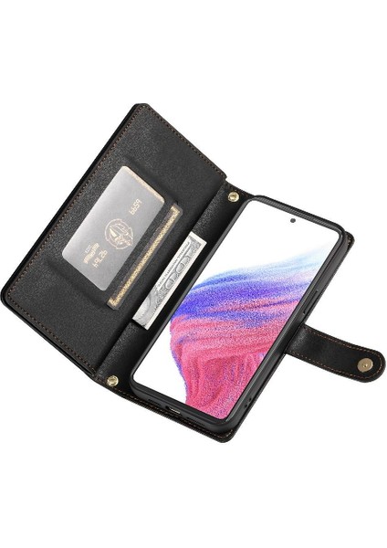 Samsung Galaxy Için Flip Case A53 5g Çok Fonksiyonlu Kart Yuvaları Bilek Kayışı (Yurt Dışından)