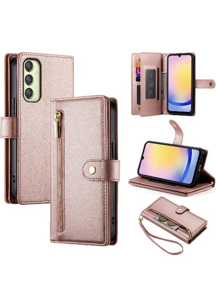 Samsung Galaxy A25 Kickstand Bilek Kayışı Çok Fonksiyonlu Flip Case (Yurt Dışından) modelleri