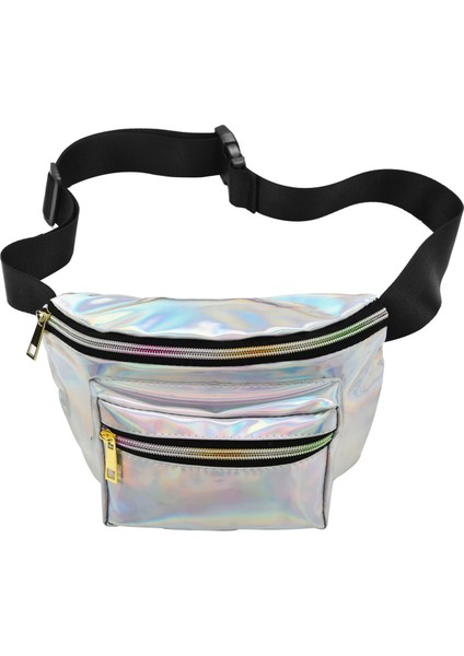 Kadın Holografik Bel Çantası Parlak Kalça Çanta Seyahat Çantası, Gümüş (Yurt Dışından)