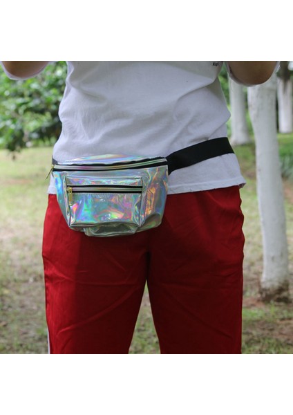 Kadın Holografik Bel Çantası Parlak Kalça Çanta Seyahat Çantası, Gümüş (Yurt Dışından) modelleri