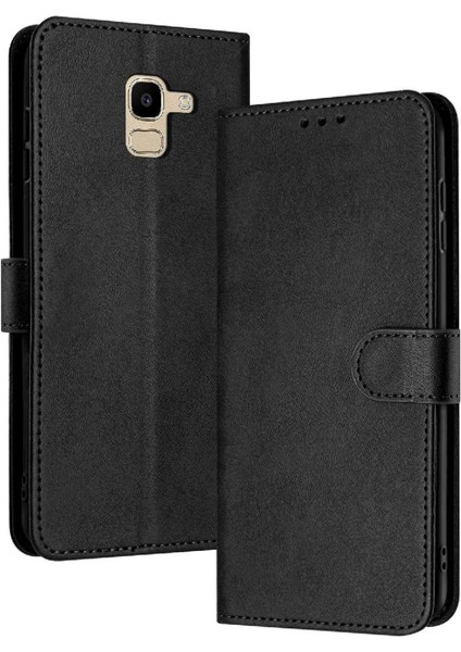 Samsung Galaxy A6 2018 Saf Renk Pu Deri Kickstand Için Flip Case (Yurt Dışından)