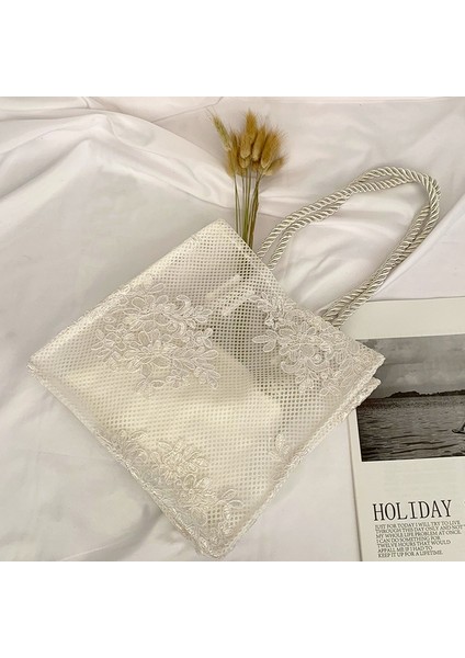 Dantel Kadın Omuzdan Askili Çanta Moda Retro Nakış Içi Boş Saman Eğlence Büyük Kapasiteli Plaj Tote Çanta Haki (Yurt Dışından) fırsatları