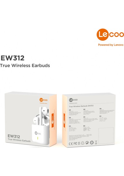 Kablosuz Bluetooth 5.1 Stereo Tws Enc Mikrofonlu Kulak Içi Lecoo EW312 Kulaklık Beyaz