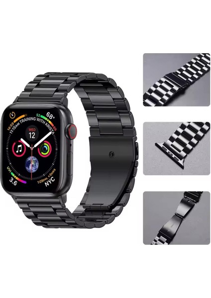 Apple Watch 2/3/4/5/6/7/8/9/se/ultra 42MM 44MM 45MM 49MM Uyumlu Çelik Paslanmaz Baklalı Metal Kordon