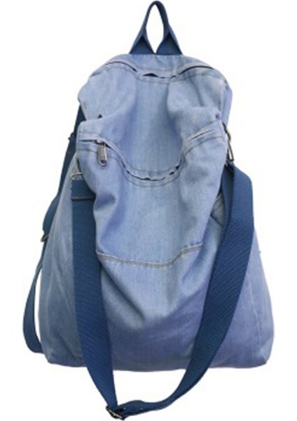 Sırt Çantası Moda Çanta Vahşi Saf Renk Öğrenci Erkek ve Kadın Okul Açık Mavi (Yurt Dışından)