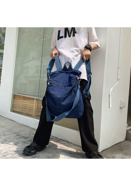 Sırt Çantası Moda Çanta Vahşi Saf Renk Öğrenci Erkek ve Kadın Okul Açık Mavi (Yurt Dışından) modelleri