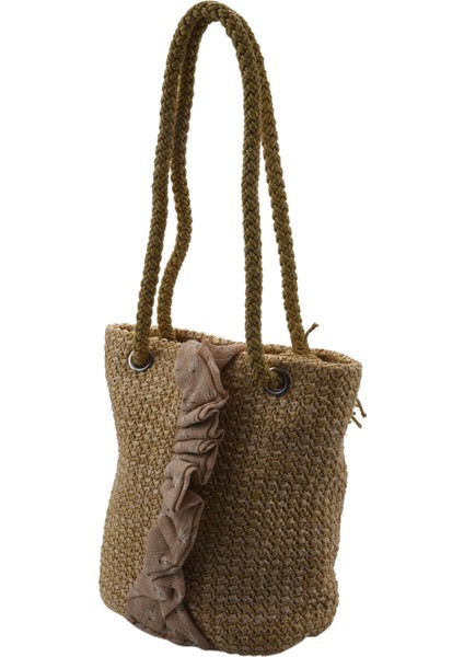 Baskılı Desen Hasır Dokuma Kadın Çantası Bohem Omuz Rahat Plaj El Çantası (Yurt Dışından) fiyatları