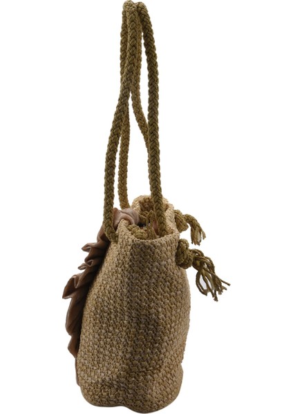 Baskılı Desen Hasır Dokuma Kadın Çantası Bohem Omuz Rahat Plaj El Çantası (Yurt Dışından) modelleri