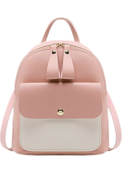 Kadın Kız Okul Çantası Pu Deri Sırt Çantası Mini Çanta Seyahat Çanta, Pembe (Yurt Dışından)