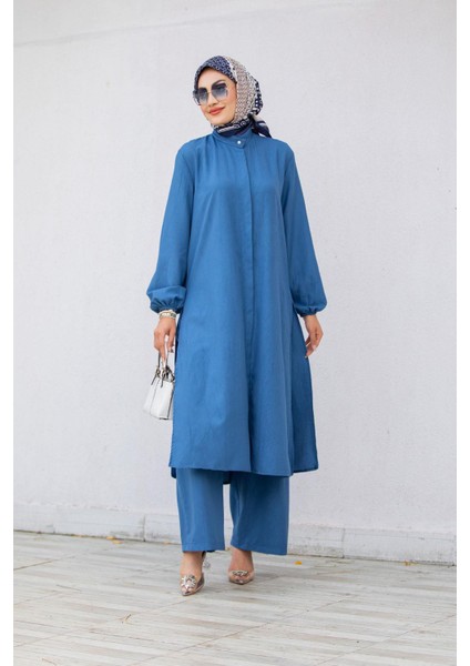 Krinkıl Dokulu Krep Takım-Mavi fırsatları