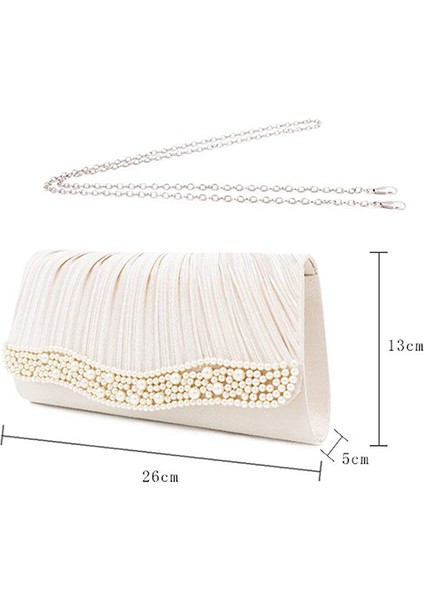 Kadın Parti Çantası Düğün Clutch Sırtı, Bej (Yurt Dışından)