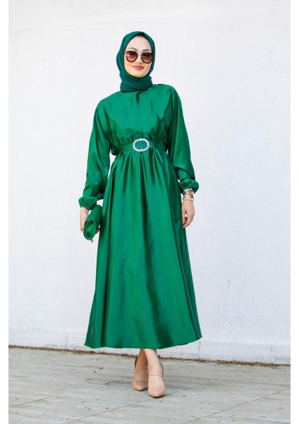 Nude Saten Mevlana Tesettür Abiye-Zümrüt fırsatları