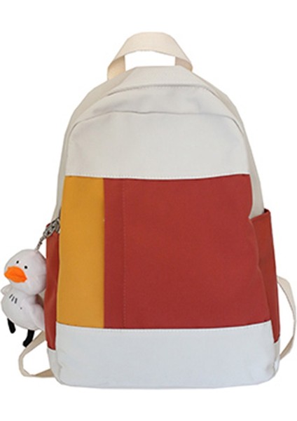 Renk Eşleşen Genç Moda Bayan Sırt Çantası Ortaokul Öğrenci Çantası Kız Eğlence Seyahat Çantası-Kırmızı (Yurt Dışından)