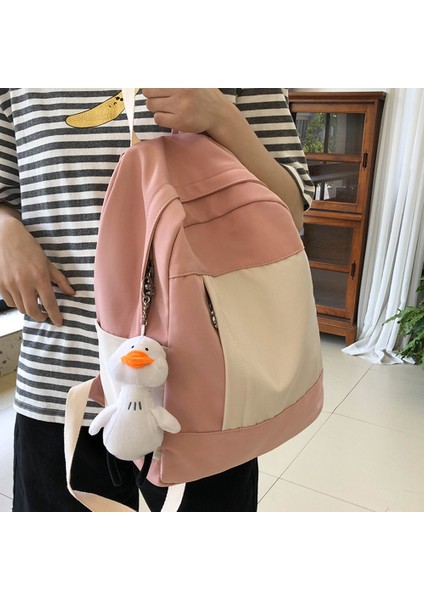 Renk Eşleşen Genç Moda Bayan Sırt Çantası Ortaokul Öğrenci Çantası Kız Eğlence Seyahat Çantası-Kırmızı (Yurt Dışından) modelleri