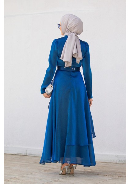 Taş Detaylı Organze Abiye Elbise-Gecemavisi modelleri