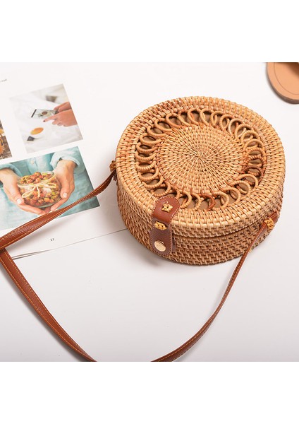 Spiral Dekorasyon Vintage Edebi Kadın Düğme Dokuma Rattan Sling Çanta (Yurt Dışından) fırsatları