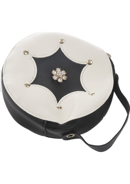 Vintage Güzel Küçük Dairesel Kadın Omuz Çantası Moda Çiçek Geometrik Desen Crossbody Messenger Mini Cep Telefonu Çanta Siyah (Yurt Dışından)